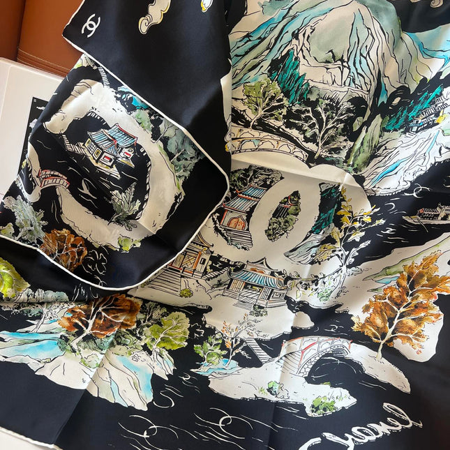 CHANEL 25S SCARF 90 IN SILK 715642