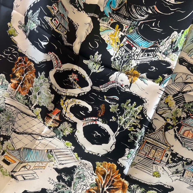 CHANEL 25S SCARF 90 IN SILK 715642