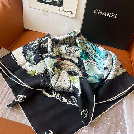 CHANEL 25S SCARF 90 IN SILK 715642