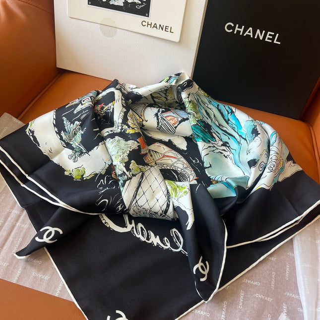 CHANEL 25S SCARF 90 IN SILK 715642