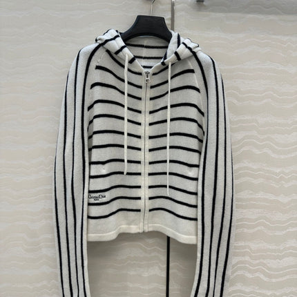 DIOR HOODED STRIPED KNIT CARDIGAN 276284