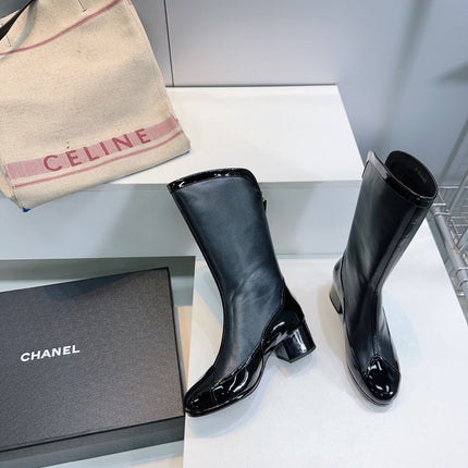 CHANEL SHORT BOOTS 25S 45 MM IN BLACK LAMBSKIN