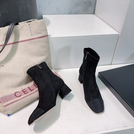 CHANEL ANKLE BOOTS 25S 45 MM IN BLACK SUEDE WITH ZIPPER