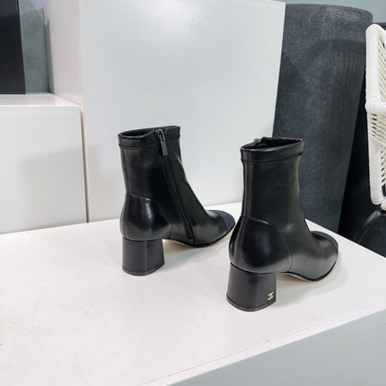 CHANEL ANKLE BOOTS 25S 45 MM IN BLACK LAMBSKIN WITH ZIPPER