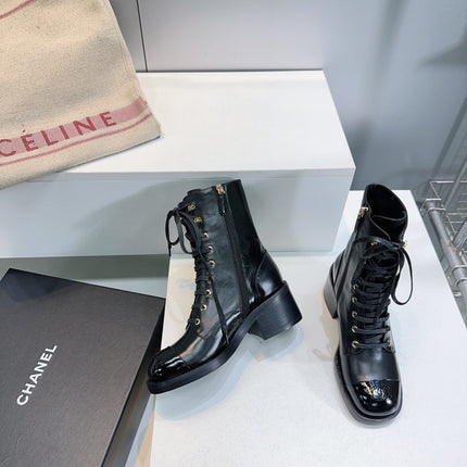 CHANEL ANKLE BOOTS 25S 50 MM IN BLACK LAMBSKIN WITH ZIPPER