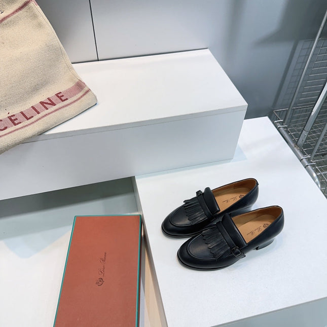LP 25S PENNAN FRINGE LOAFER 35MM IN BLACK CALFSKIN