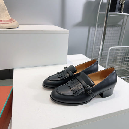 LP 25S PENNAN FRINGE LOAFER 35MM IN BLACK CALFSKIN