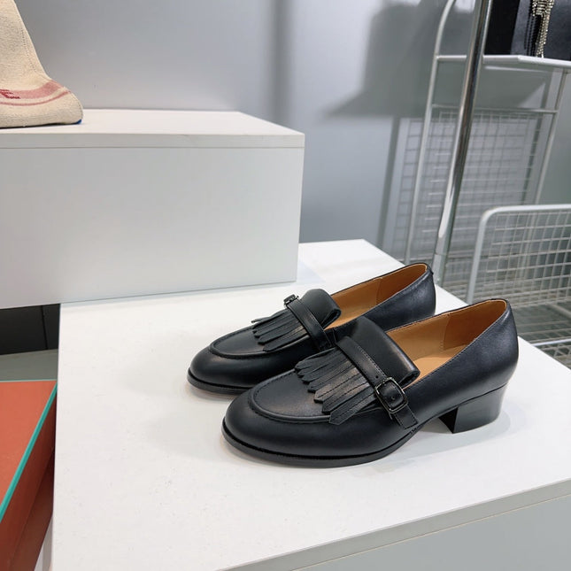 LP 25S PENNAN FRINGE LOAFER 35MM IN BLACK CALFSKIN