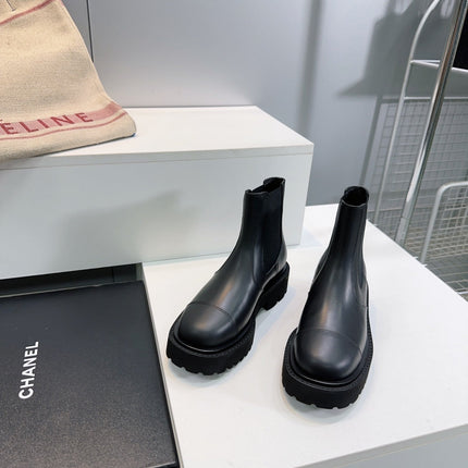 CHANEL ANKLE BOOTS 25S 45 MM IN BLACK FABRIC MIX LAMBSKIN