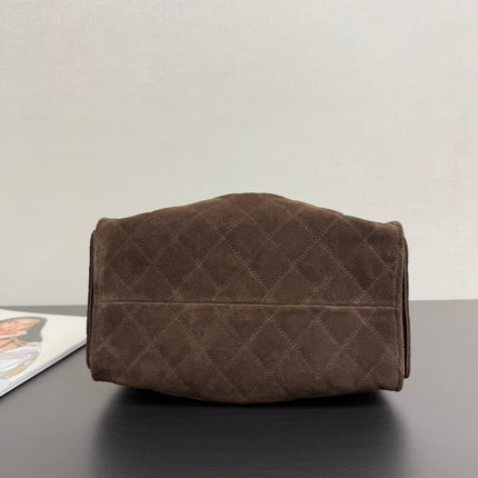 CHANEL 25S HOBO BAG 40 CM IN DARK BROWN SUEDE WITH GOLD HARDWARE