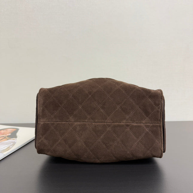 CHANEL 25S HOBO BAG 30 CM IN DARK BROWN SUEDE WITH GOLD HARDWARE