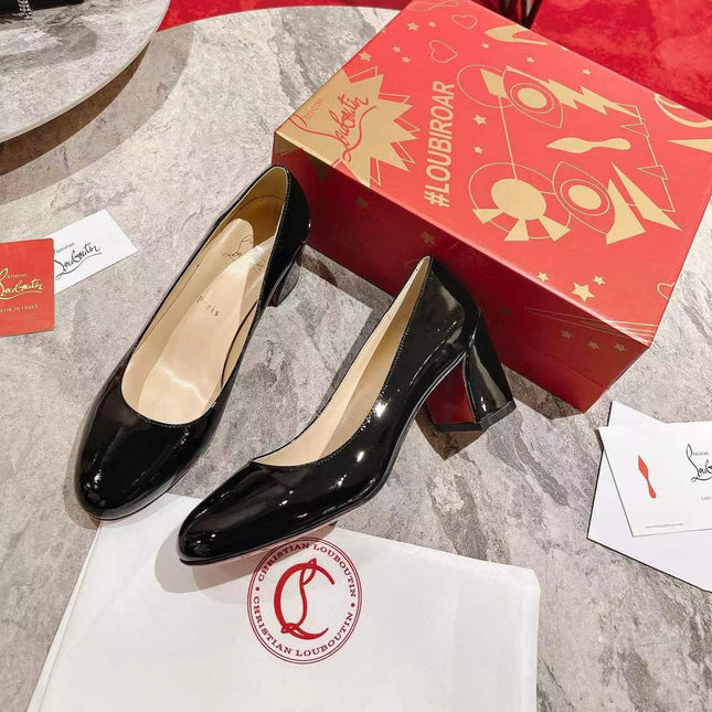 LOUBI DÉCOLLETÉ PUMPS IN BLACK CALFSKIN