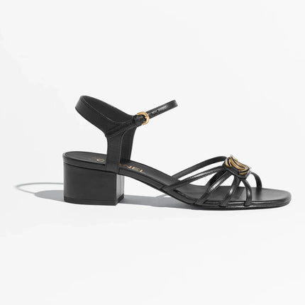 SANDALS 40 MM IN BLACK PATENT LAMBSKIN