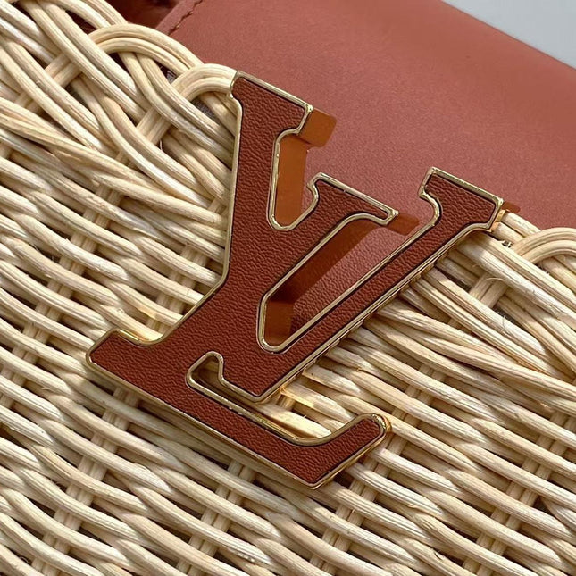 LV 25S CAPUCINES BB BAG 27 PINIC IN TAN CALFSKIN GOLD HARDWARE