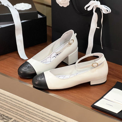 SLINGBACKS WHITE BLACK LAMBSKIN