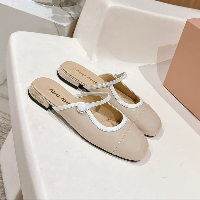 MM MULES IN BEIGE LAMBSKIN