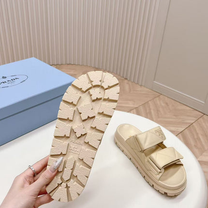 Padded Leather MULES Sandals Lambskin Beige