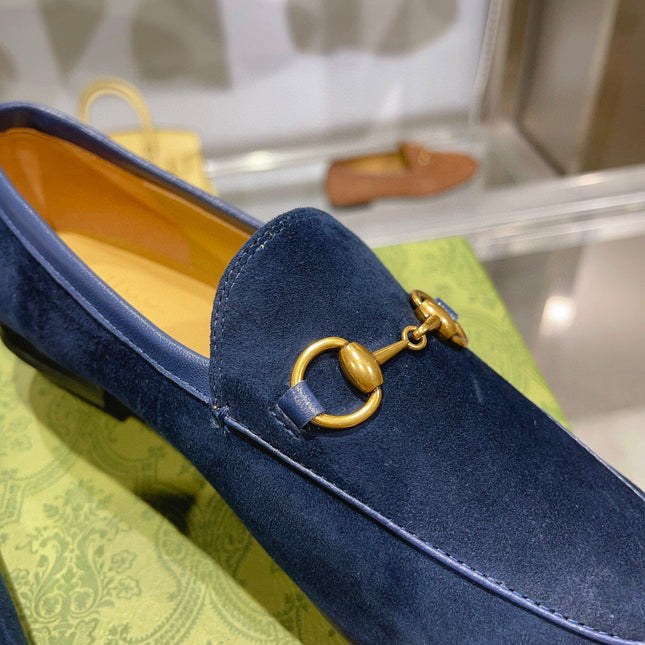 GG HORSEBIT LOAFERS NAVY BLUE SUEDE GHW