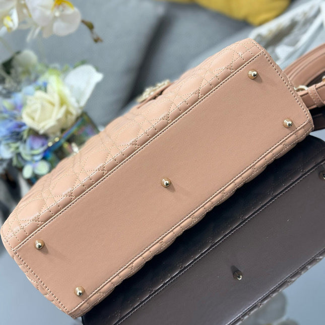LARGE 32 LADY BAG IN PEACE LAMBSKIN WITH GOLD HARDWARE