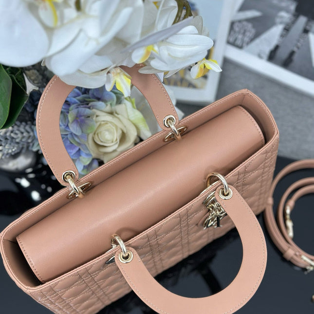 LARGE 32 LADY BAG IN PEACE LAMBSKIN WITH GOLD HARDWARE