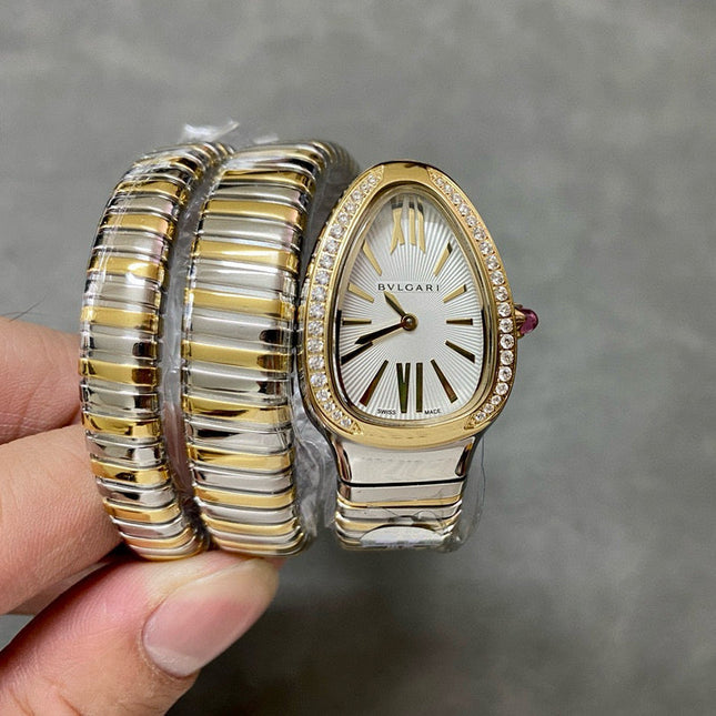 SERPENTI TUBOGAS QUARTZ GOLD STEEL WHITE DIAL