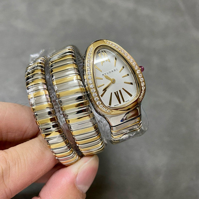 SERPENTI TUBOGAS QUARTZ GOLD STEEL WHITE DIAL