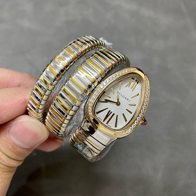 SERPENTI TUBOGAS QUARTZ GOLD STEEL WHITE DIAL