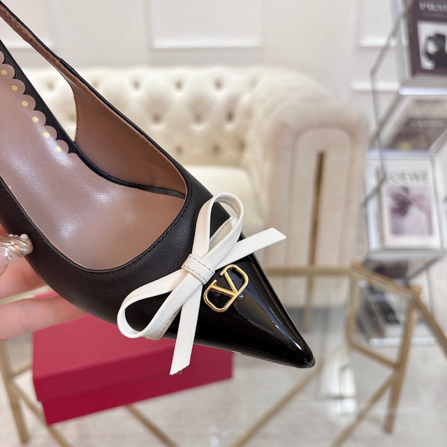 GARAVANI POINTED SLINGBACK PUMPS IN BLACK CALFSKIN