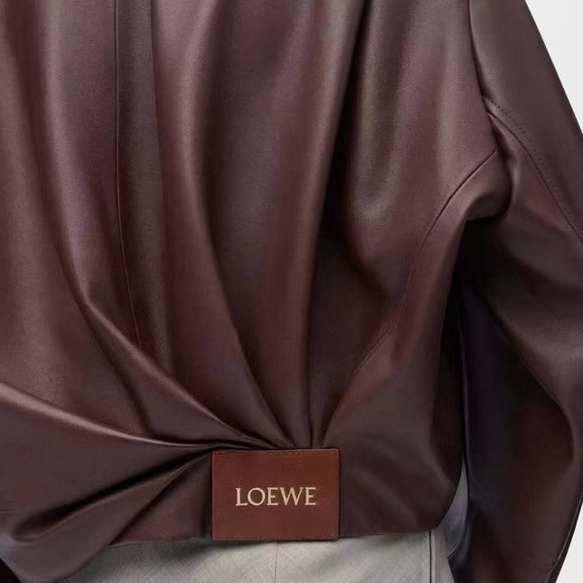 LOEWE Draped Jacket Brown Nappa Lambskin