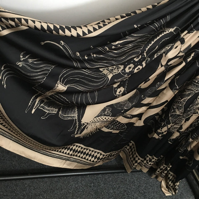 Zimmermann Lllustration Otto Gown Black Beige in Viscose Silk