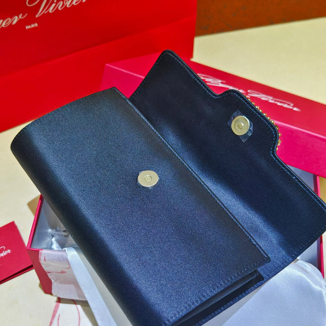 CHOC STRASS CLUTCH 24 IN BLACK SATIN