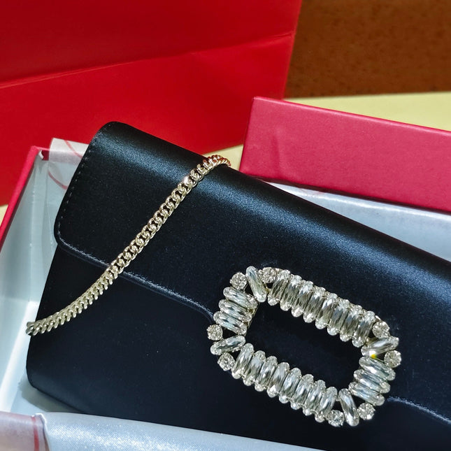 CHOC STRASS CLUTCH 24 IN BLACK SATIN