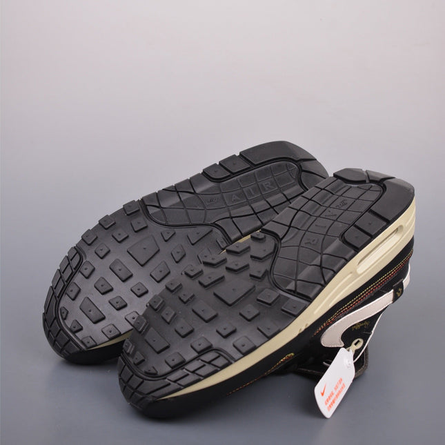 AIR MAX 1 SNEAKERS IN BLACK WHITE GOLD LEATHER
