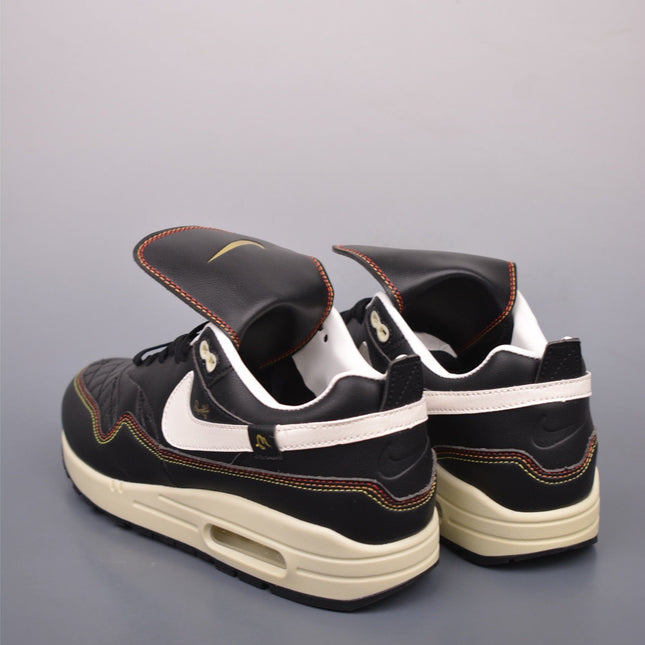 AIR MAX 1 SNEAKERS IN BLACK WHITE GOLD LEATHER