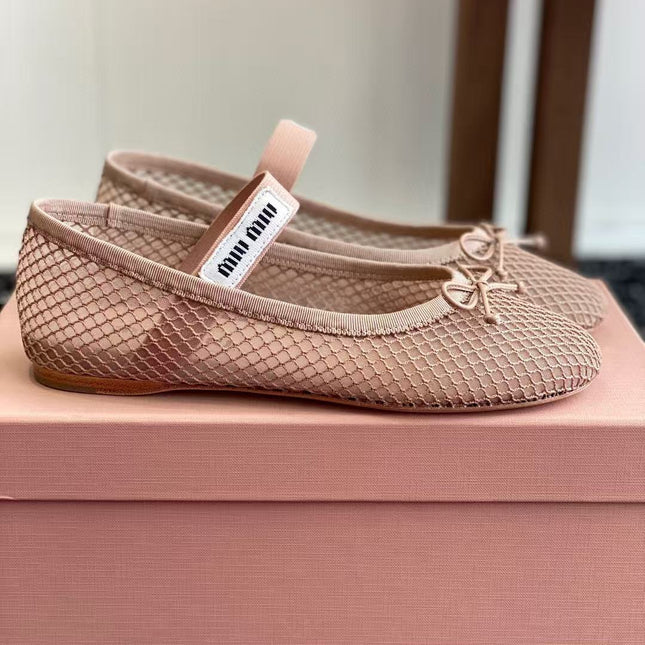 MM BALLET FLAT IN LIGHT PINK MESH