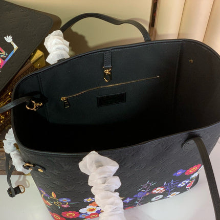 NEVERFULLxTM MM TOTE BAG 32 IN BLACK MONOGRAM CALFSKIN