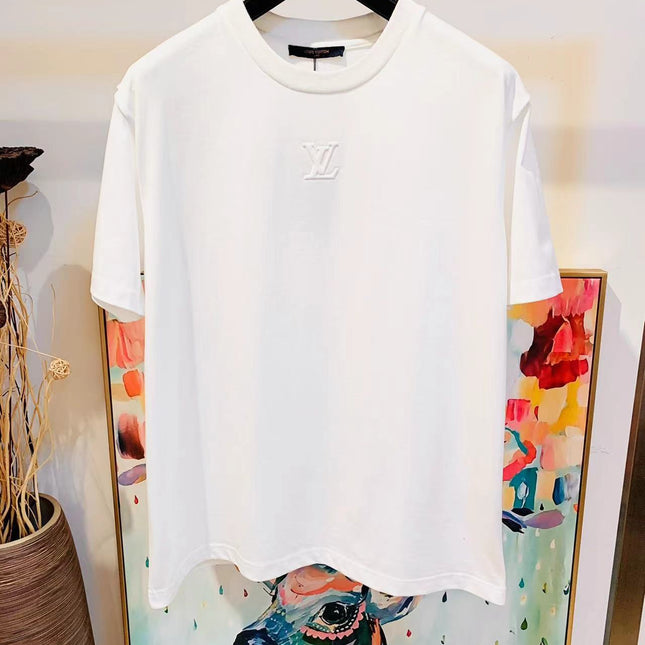 LV White Logo T-Shirt White Cotton