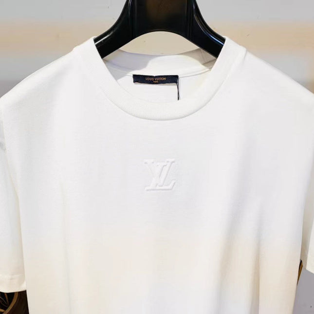 LV White Logo T-Shirt White Cotton