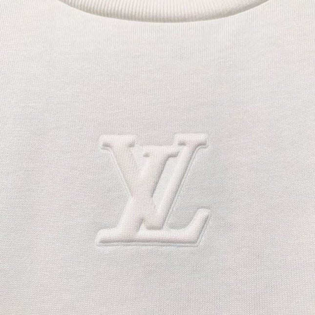LV White Logo T-Shirt White Cotton