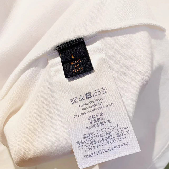LV White Logo T-Shirt White Cotton