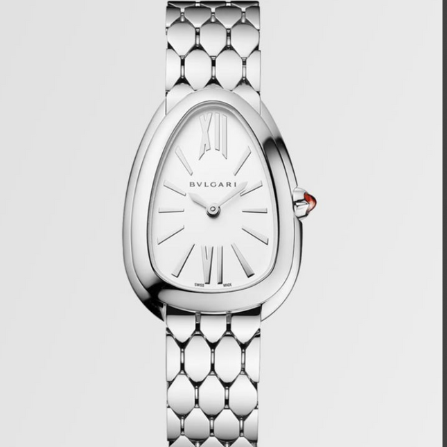 SERPENTI SEDUTTORI WATCH SILVER STAINLESS STEEL WITH PINK CABOCHON-CUT CROWN