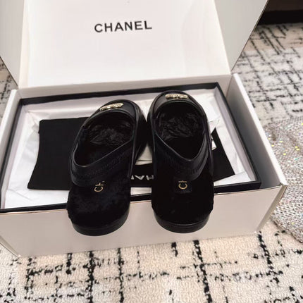 SLINGBACK LOAFER IN BLACK CALFSKIN AND SHEARLING