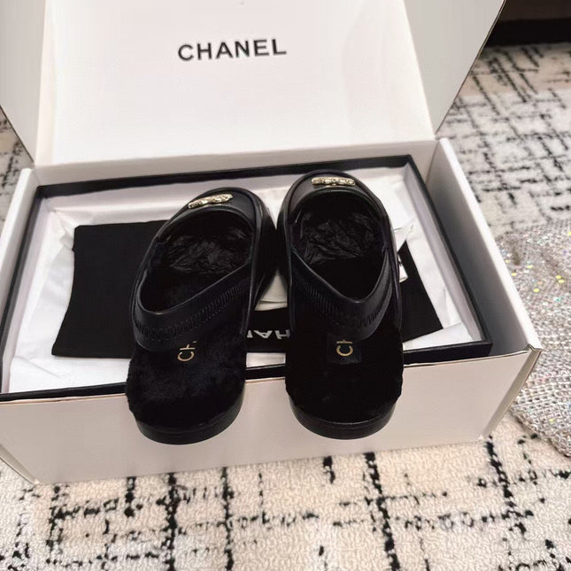 SLINGBACK LOAFER IN BLACK CALFSKIN AND SHEARLING