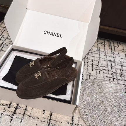 SLINGBACK LOAFER IN BROWN SUEDE AND SHEARLING