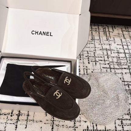 SLINGBACK LOAFER IN BROWN SUEDE AND SHEARLING