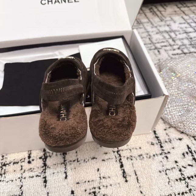 SLINGBACK LOAFER IN BROWN SUEDE AND SHEARLING