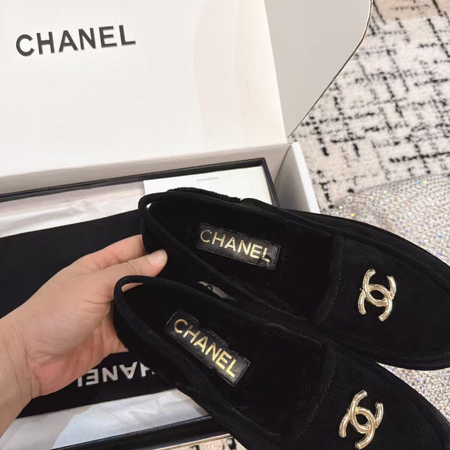 SLINGBACK LOAFER IN BLACK SUEDE AND SHEARLING