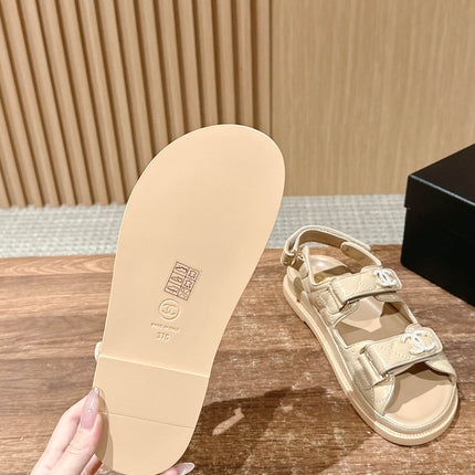 DAD SANDALS IN BEIGE QUILTED CALFSKIN