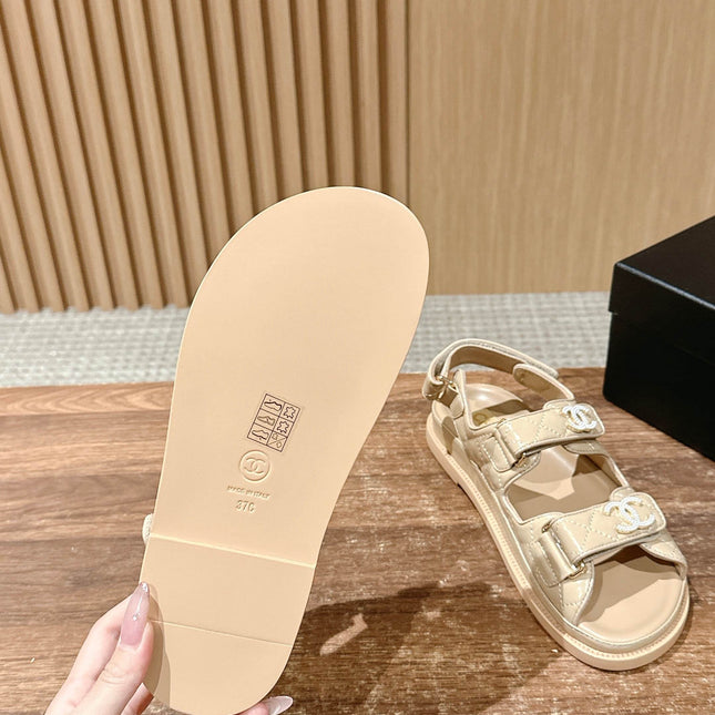 DAD SANDALS IN BEIGE QUILTED CALFSKIN