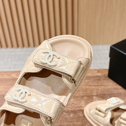 DAD SANDALS IN BEIGE QUILTED CALFSKIN